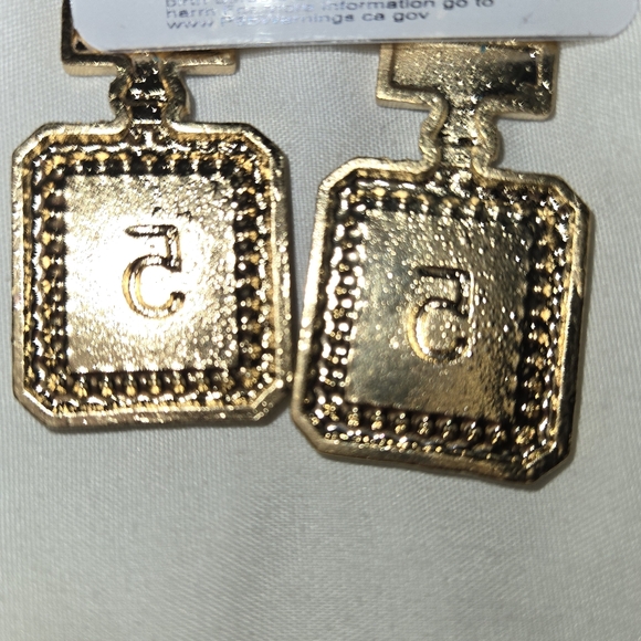 #5 Perfume Bottle Shape IGold Plated I Pierced Loop Earrings - Picture 2 of 5